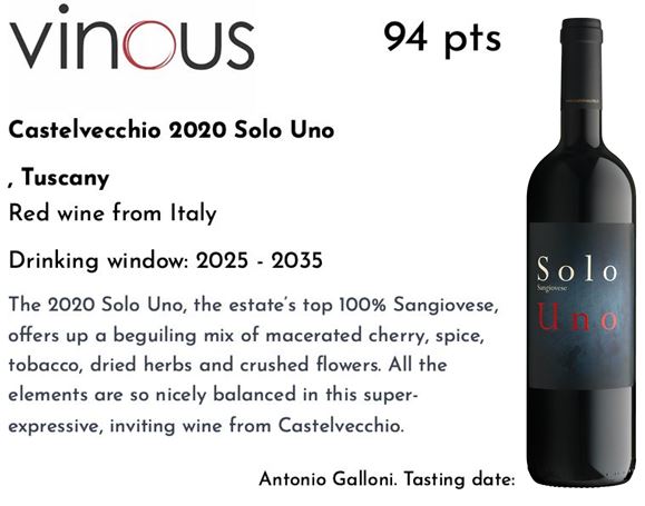 Vinous 94 pts – Solo Uno 2020